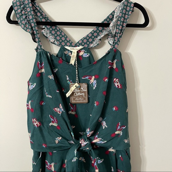 Matilda Jane evergreen hummingbird dream‎ green floral jumpsuit size XS - Picture 3 of 8
